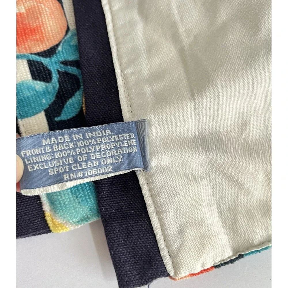 NWOT The Prairie by Rachel Ashwell navy striped fabric fruit placemats set 4